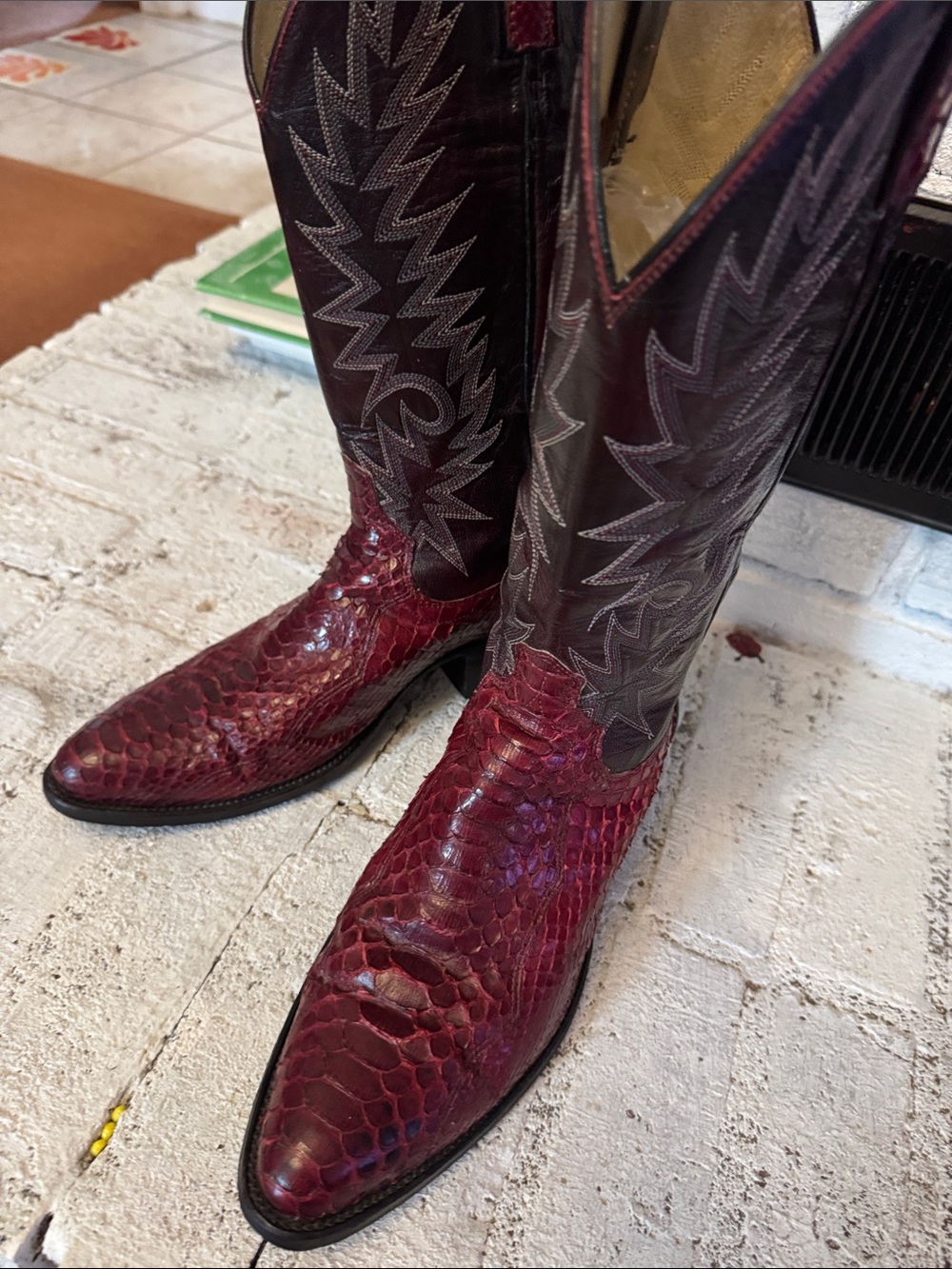 Dan Post Burgundy Exotic Leather Python Western Boots